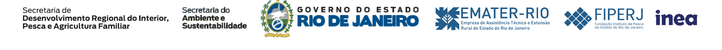 Logos institucionais: SEDIPAF, Secretaria do Ambiente e Sustentabilidade, Governo do Estado do Rio de Janeiro, EMATER-RIO, FIPERJ e INEA